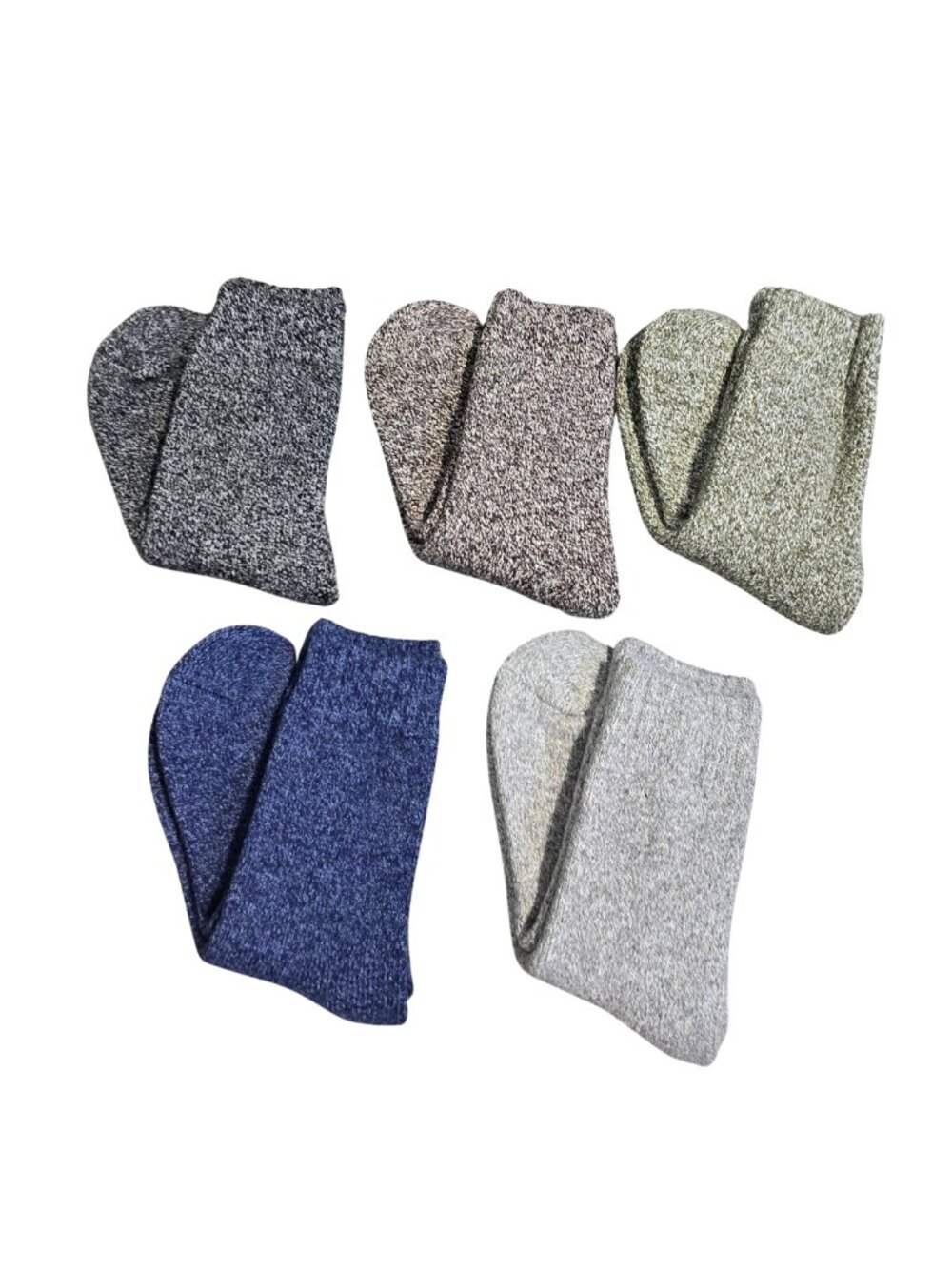 NWOT Set of 5 Pairs Womens Cozy Marled Wool Blend Thermal Crew Socks Size 6-9